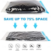 abordables almacenamiento de equipaje y viajes-Paquete de 10 bolsas de compresión para ahorrar espacio en viajes (no se necesita vacío ni bomba), bolsas de almacenamiento al vacío para artículos esenciales de viaje, organizadores de embalaje para