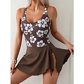 abordables Maillots une pièce et tankinis-Femmes Maillot de bain 1 pièce Robes de Natation Contrôle du ventre Dos Nu Maillot de Bain Motif Léopard Maillots de Bain Noir Blanche Respirant Séchage Rapide Léger Sans manches - Natation Surf Plage