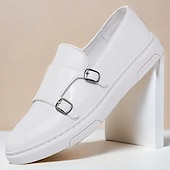 voordelige Hereninstappers &amp; loafers-Witte instappers met monniksband voor heren – elegante casual schoenen voor op kantoor, evenementen en zakelijke casuals