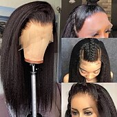 baratos Perucas de seda frontais de cabelo natural-peruca de cabelo humano renda cabelo 13x4 peruca de renda frontal yaki peruca reta com cabelo de bebê para mulheres negras peruca de renda de cabelo humano longo