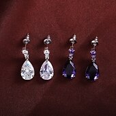 abordables Boucles d&#039;oreilles-Femmes Boucles d&#039;oreilles Poire Goutte Élégant Des boucles d&#039;oreilles Bijoux Blanche / Violet Pour Mariage Soirée 1 Paire