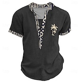 economico Stile etnico-Per uomo Grafico Tribale Maglia Henley Manica Corta Stampa 3D Moda Designer Essenziale Streetwear Casuale Quotidiano Estate Primavera Blu chiaro Nero Verde chiaro Cachi Henley Maglietta Henley