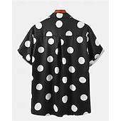 cheap Men's Button Up Shirts-Men's Shirt Summer Shirt Casual Shirt Beach Shirt Button Up Shirt Black White Yellow Short Sleeve Polka Dot Lapel Vacation Hawaiian Clothing Apparel Polyester Fashion Casual Comfortable