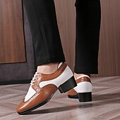 abordables Chaussures de danse-Homme Brogue Brogue Danse Disco Cuir PU Respirant Confortable Antidérapant À lacets Noir / blanc Noir Marron Automne Hiver