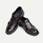 cheap Premium Leather Sandals-Men&#039;s Leather Sandals with Closed Toe – Breathable Non-Slip Summer Shoes for Formal Gatherings, Church  and Outdoor Wear