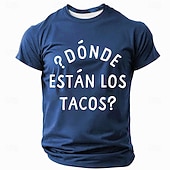 זול חולצות מצחיקות לגברים-&quot;¿Dónde Están Los Tacos?&quot; חולצת טי גברים מצחיקה - חולצת טי אדומה קצרה