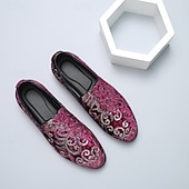 baratos Sapatilhas e Mocassins para Homem-mocassins masculinos bordados com flores roxas – sapatos de veludo elegantes para bailes de formatura e eventos formais