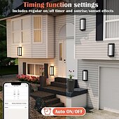 cheap Outdoor Wall Lights-LED Outdoor Wall Light with Color Change of 15-10in Modern RGBWW Outdoor Waterproof IP65 Wall Light Intelligent Porch Light WIFI APP Control Music Synchronization Timed for Courtyard Porch Decoration