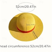 preiswerte Hüte-1pc Stroh Sonnenhut gelb Strohhut Damen Cosplay Sonnenschutz Performance Hut Herrenmode Hut atmungsaktiv runde Krempe Strohhut