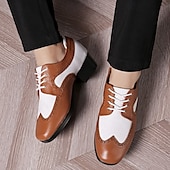 abordables Chaussures de danse-Homme Brogue Brogue Danse Disco Cuir PU Respirant Confortable Antidérapant À lacets Noir / blanc Noir Marron Automne Hiver