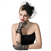 cheap Fascinators-Fascinators Pillbox Hats for Women, Tea Party Hat and Short Lace Gloves Set Perfect for Kentucky Derby, Cocktail