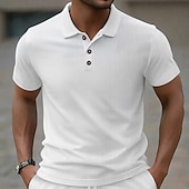 levne Pánské klasické polo-Pánské Pólo Golfová košile Ležérní Dovolená Klasický Krátký rukáv Módní Moderní Žakár Knoflíky Léto Jaro Běžný Černá Bílá Béžová Světle modrá Šedá Pólo
