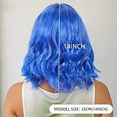 Недорогие Парик из искусственных волос без шапочки-основы-Парики из искусственных волос Волнистый Кудрявое плетение Средняя часть Ассиметричная стрижка Машинное плетение Парик 14 дюймы A1 Искусственные волосы Жен. Прямой пробор Классический Градиент цвета