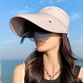 お買い得  帽子-保護マスクと取り外し可能なゴーグル付きのレディース夏用つば広サンハット - UVカットの通気性ポリエステルでハイキング、キャンプ、アウトドアアドベンチャーに最適
