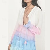 abordables Art &amp; Design Robes-Femmes Robe Midi Robe Fleurie Mode Moderne Quotidien Sortir Week-end Coupe régulière A Ombre manche longue Col en V Rouge Bleu Violet Été