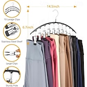 abordables Crochets et fixations-Lot de 2 cintres pour leggings, organisateur de placard, cintres pour chapeaux, pour placard, avec 10 clips, peut contenir 20 leggings, cintre pour leggings, organisateur de rangement pour pantalons, convient pour chaussettes, culottes, sous-vêtements, pa