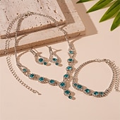economico Parure di gioielli-Set di Gioielli 3 Blu Zircone cubico Rame 1 Collana 1 Bracciale Orecchini Per donna Elegante Vintage Moda Stile Vintage Classico Geometrico Parure di gioielli Per Matrimonio Feste Occasione speciale