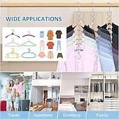 cheap Home Storage &amp; Hooks-6 Pack Space Saving Hangers for Clothes Heavy Duty 30Lbs Capacity Magic Collapsible Clothes Space Saver Metal Hanger Organizer with 360 Swivel Hook Closet Organizers Storage Dorm Room Essentials