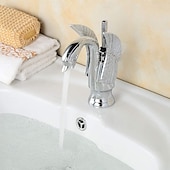 abordables Robinets de lavabo-Robinet de lavabo - Classique Chrome / Laiton antique / Électroplaqué Ensemble central Poignée unique à un trouBath Taps