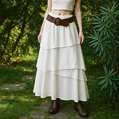 cheap Bottoms-Retro Vintage Medieval Maxi Skirt Ruffle Women&#039;s Fantasy Halloween Carnival Casual Daily LARP Ren Faire Adults&#039; Skirt