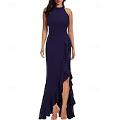 preiswerte abendkleider-Damen Langes Kleid Maxikleid Partykleid Cocktailkleid Kleid für Hochzeitsgäste Mode Hochzeit Party Besonderer Anlass Normale Passform Einfach Ärmellos Rundhalsausschnitt Schwarz Wein Marineblau