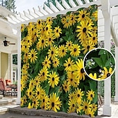 olcso Vízálló függönyök-Vízálló Kültéri Függöny Magánélet Csúszó Teraszi Függöny Drappok Pergola Függönyök Gyűrűs 3D Nyári Margaréta Táj a Pavilonhoz Erkélyhez Teraszhoz Bulikhoz 1 Panel