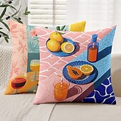 abordables Taies d&#039;Oreiller-Housse de coussin décoratif motif fruits d&#039;été 1PC douce carrée pour canapé taie d&#039;oreiller pour chambre salon canapé chaise
