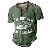 cheap Funny Words-Men&#039;s Car Letter Henley Shirt Raglan T Shirt Short Sleeve T shirt Henley Shirt Fashion Daily Designer Vacation Street Casual Black Blue Green Summer Spring Clothing Apparel S M L XL XXL XXXL