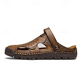 economico sandali da esterno-sandali da uomo - finitura in similpelle traforata, alla moda, per passeggiate informali e incontri del fine settimana