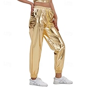 levne Spodní části-Retro 80. léta Po kotníky Kalhoty Běžci Disko Lesklý latexový patent Kov Pevná barva Pánské předvečer Všech svatých Karneval Pride Parade Měsíc hrdosti Dospělí Kalhoty Celý rok