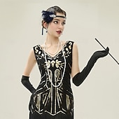 olcso Kiegészítők és még sok más-1920-as évek A nagy Gatsby Flapper fejpánt Gyöngyös karkötő Fülbevaló A nagy Gatsby Toll Retro Csillogó glitter Női Farsang Valentin nap Álarcos mulatság Party estélyi viselet Álarcos mulatság