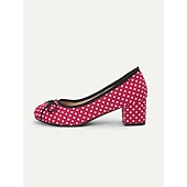 preiswerte 1950er Jahre-Rote Damen-Blockabsätze mit Punkten – Vintage-Pumps mit Schleife für Retro-Partys, Tanz und Outfits im Stil der 50er