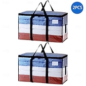 cheap Clothing &amp; Closet Storage-2 Pack Extra Large Moving Bags, Heavy Duty Totes for Storage with Visible Window, U-Shaped Around Handles, Storage Contrainer Box for Space Saving