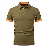 economico Polo classica da uomo-Per uomo Magliette Polo a Nido d&#039;Ape Maglia da golf Lavoro Casuale Bavero Manica Corta Essenziale Moderno Blocco di colori Patchwork Bottoni Estate Vestibilità regolare Nero Bianco Blu marino Verde