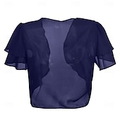 billige Brudesjaler-Kvinnes Wrap Elegant Solbeskyttelse Kortermet Chiffon Bryllupswraps Med Ren Farge Bryllup Sommer