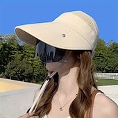 お買い得  帽子-保護マスクと取り外し可能なゴーグル付きのレディース夏用つば広サンハット - UVカットの通気性ポリエステルでハイキング、キャンプ、アウトドアアドベンチャーに最適