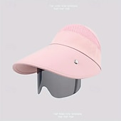 お買い得  帽子-保護マスクと取り外し可能なゴーグル付きのレディース夏用つば広サンハット - UVカットの通気性ポリエステルでハイキング、キャンプ、アウトドアアドベンチャーに最適