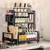 preiswerte Küchen-Aufbewahrung-Küchenregal aus Metall, multifunktionaler Gewürz- und Messeraufbewahrungs-Organizer, Schneidebrett, Utensilien-Organizer, robust &amp;einfach zu montieren, ideal für Gewürze, Würzmittel, Utensilienständer