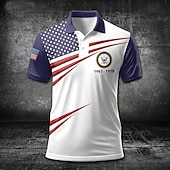  4. Juli 2026 250. Herren Amerikanische US-Flagge Polo Kurzarm Polo-Shirts Hemden mit Kragen Lässig Outdoor Alltagskleidung 3D-Druck Sommer Blau