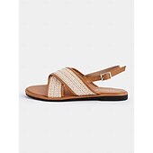 abordables Sandales de Vacances-Sandales plates à brides croisées tissées pour femmes – sandales bohèmes décontractées pour les promenades estivales et les rendez-vous romantiques en journée