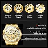 baratos Relógios Quartz-Relógio OLEVS 9913 para homens esportivo negócios oco à prova d&#039;água luminoso cronógrafo de aço inoxidável relógio de quartzo de luxo em ouro para homens
