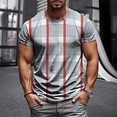 cheap Men&#039;s Casual T-shirts-Men&#039;s T Shirt Henley Shirt Tee Short Sleeve Shirt Short Sleeve Crewneck Summer Plaid / Check Fashion Designer Basic Check Pattern Vacation Street Going out Sky Blue+Silver Yellow Red Top Tee for Men