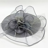 cheap Fascinators-Headdress Sinamay Fedora Hat Wedding Evening Party Tea Party Horse Race Cocktail Vintage Cute With Feather Headpiece Headwear