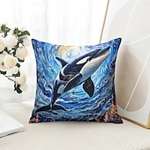 billige dyrestil-Havdyr dekorative kasteputer trekk 1PC mykt firkantet couch putevinkel putevar soverom stue sofa stol Orcinus orca