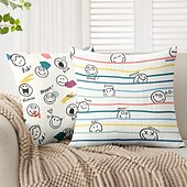 baratos Fronhas de Almofadas de Decoração-Sorriso Feliz Capas de Almofada Decorativas 1PC Almofada Quadrada Macia para Sofá para Quarto Sala de Estar Cadeira