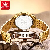 halpa Kvartsikellot-OLEVS 3676 Miehille suunnattu liiketoiminta kvartsikello Ruostumatonta terasta Vesitiivis Kuunvaihe Elegantti brändiaika