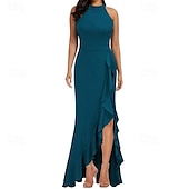 preiswerte abendkleider-Damen Langes Kleid Maxikleid Partykleid Cocktailkleid Kleid für Hochzeitsgäste Mode Hochzeit Party Besonderer Anlass Normale Passform Einfach Ärmellos Rundhalsausschnitt Schwarz Wein Marineblau