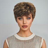 お買い得  古いかつら-人工毛ウィッグ ウェーブ アシメントリー・ヘアカット ディープパーティー 機械製 かつら 10 インチ A1 合成 女性用 クール クラシック 快適 マルチカラー