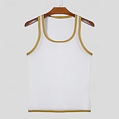 preiswerte Fitness Tank-Tops-Herren Tank Top Weste Unterhemd Ärmelloses Shirt Ärmellos Rundhalsausschnitt Sommer Einfach Mode Designer Basic Netz Urlaub Straße Ausgehen Schwarz Weiß Top T-Shirt für Herren