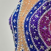 preiswerte Eiskunstlaufkleider-Eiskunstlaufkleid Damen Mädchen Eislaufen Kleid Schwarz blau Patchwork Offener Rücken Netzstoff Hohe Elastizität Training Wettbewerb Eiskunstlaufkleidung Klassisch Kristall / Strass Ärmellos
